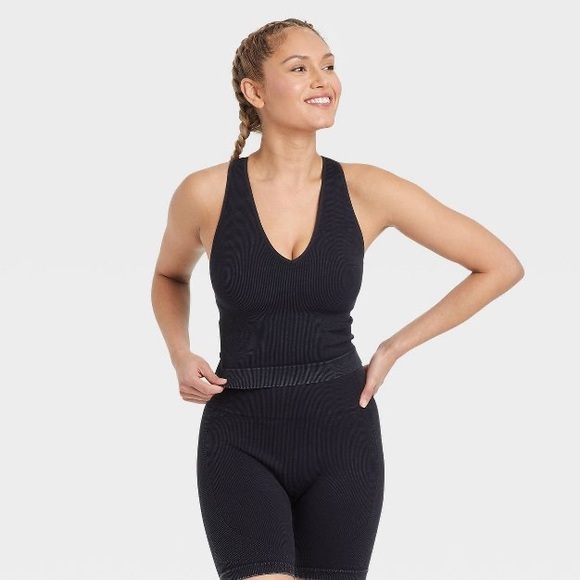 JoyLab Tops Xs Joylab Workout Ribbed Tank W Built In Sports Bra